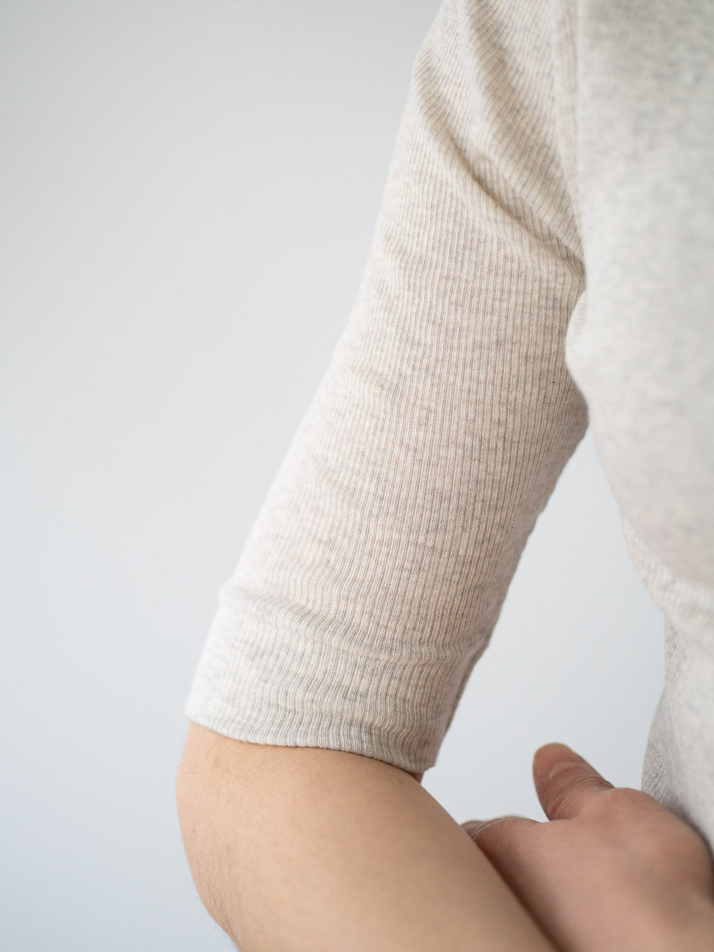 Ribbed Cotton Half Sleeve High Neck Shirt