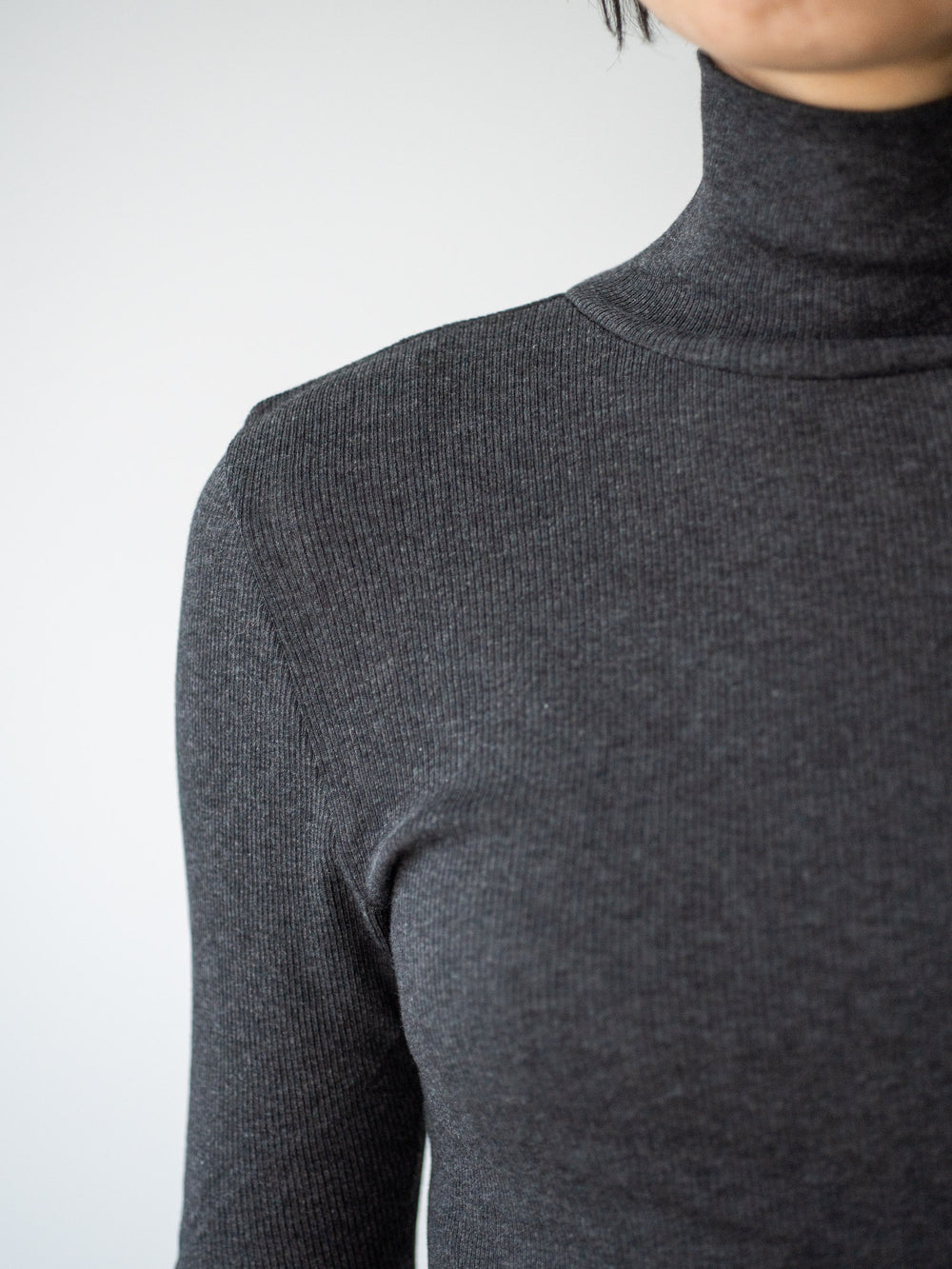 Ribbed Cotton Half Sleeve High Neck Shirt