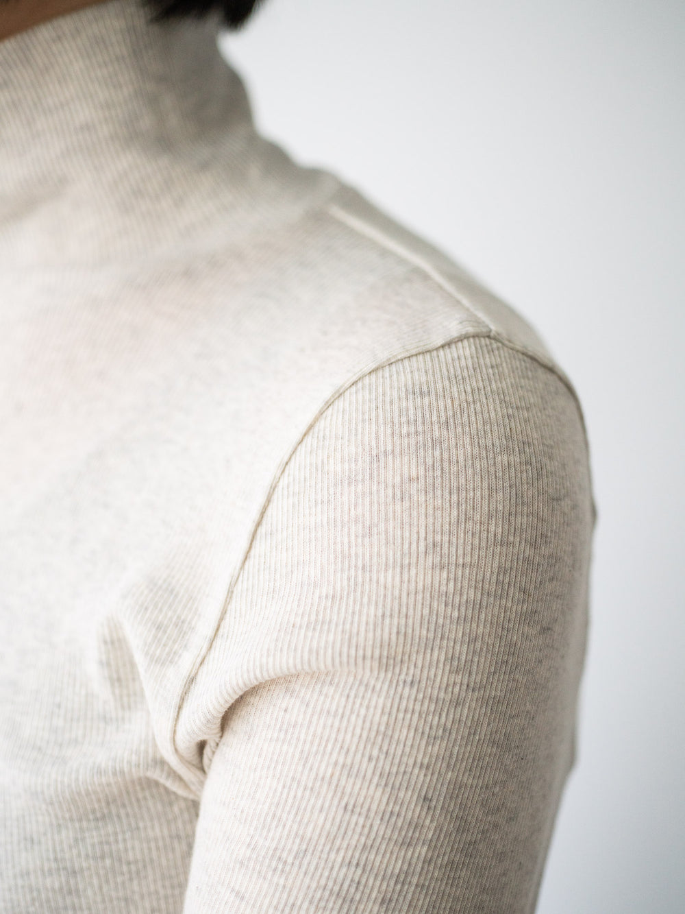 Ribbed Cotton Half Sleeve High Neck Shirt