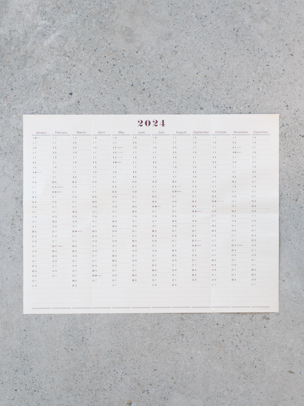 One Year Wall Calendar 2024