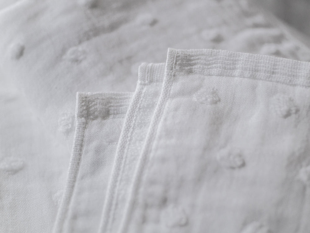 Zero Twist Gauze Dot Towel – White