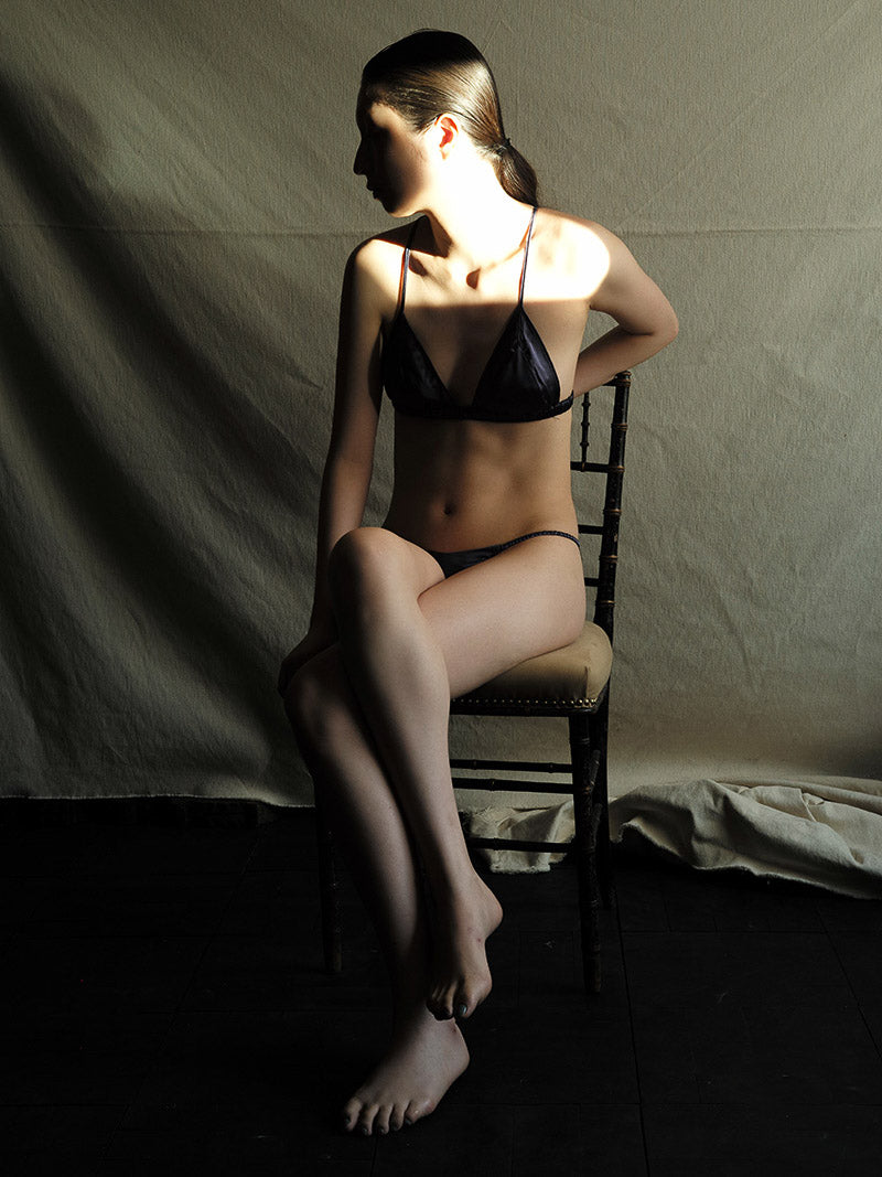 Silk Mesh Bra - Black