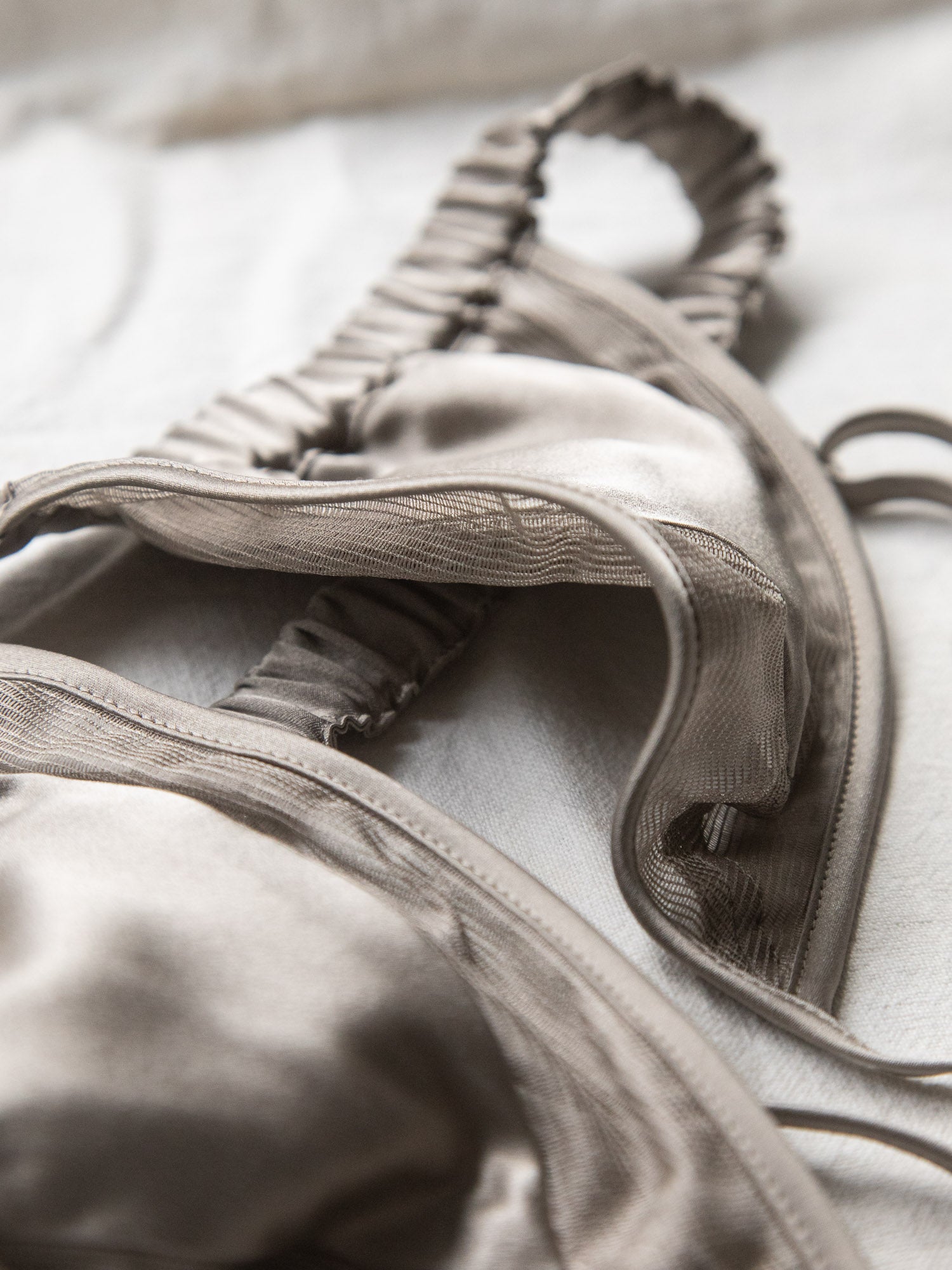 Silk Mesh Bra - Beige