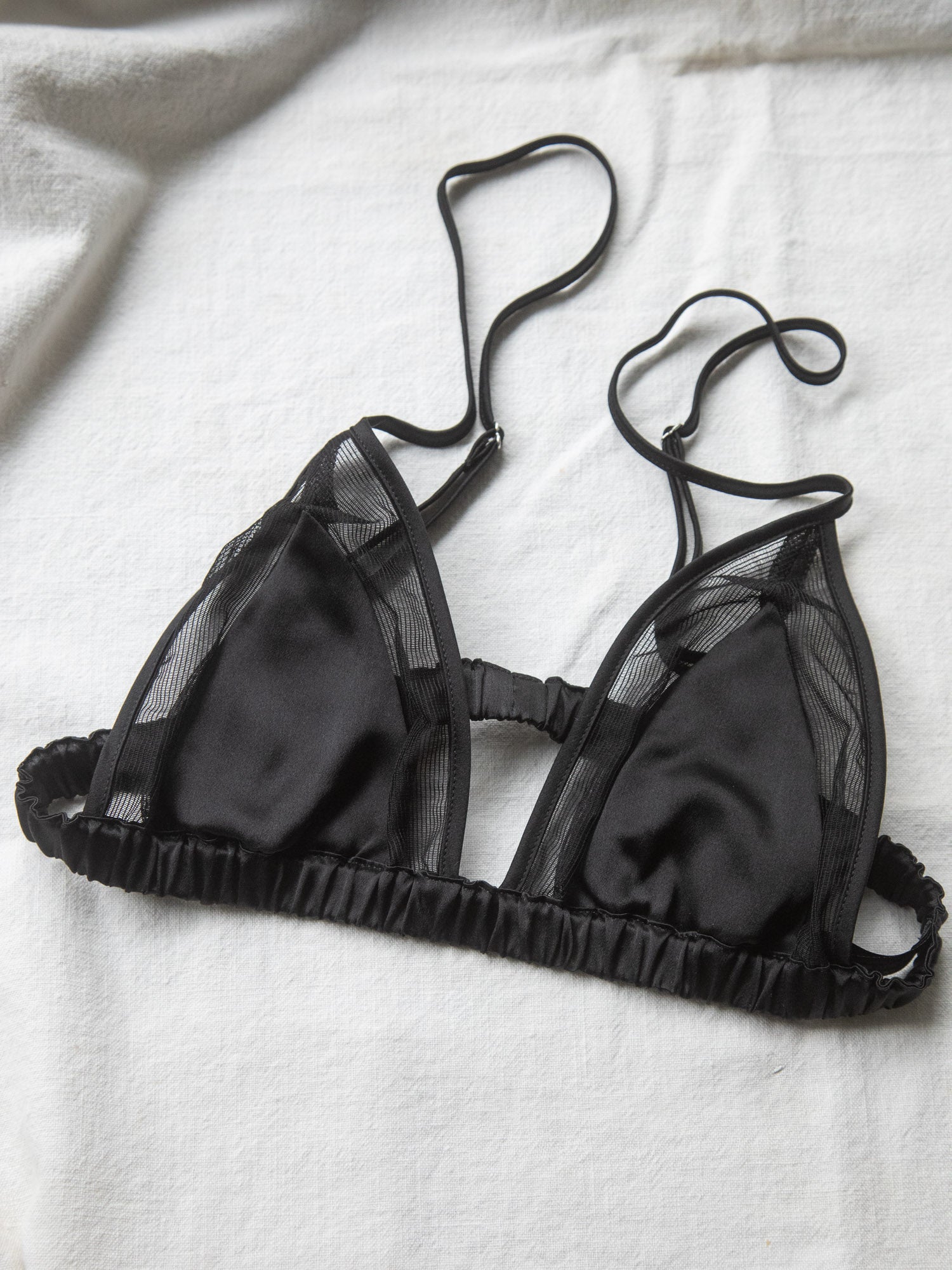 Silk Mesh Bra - Black