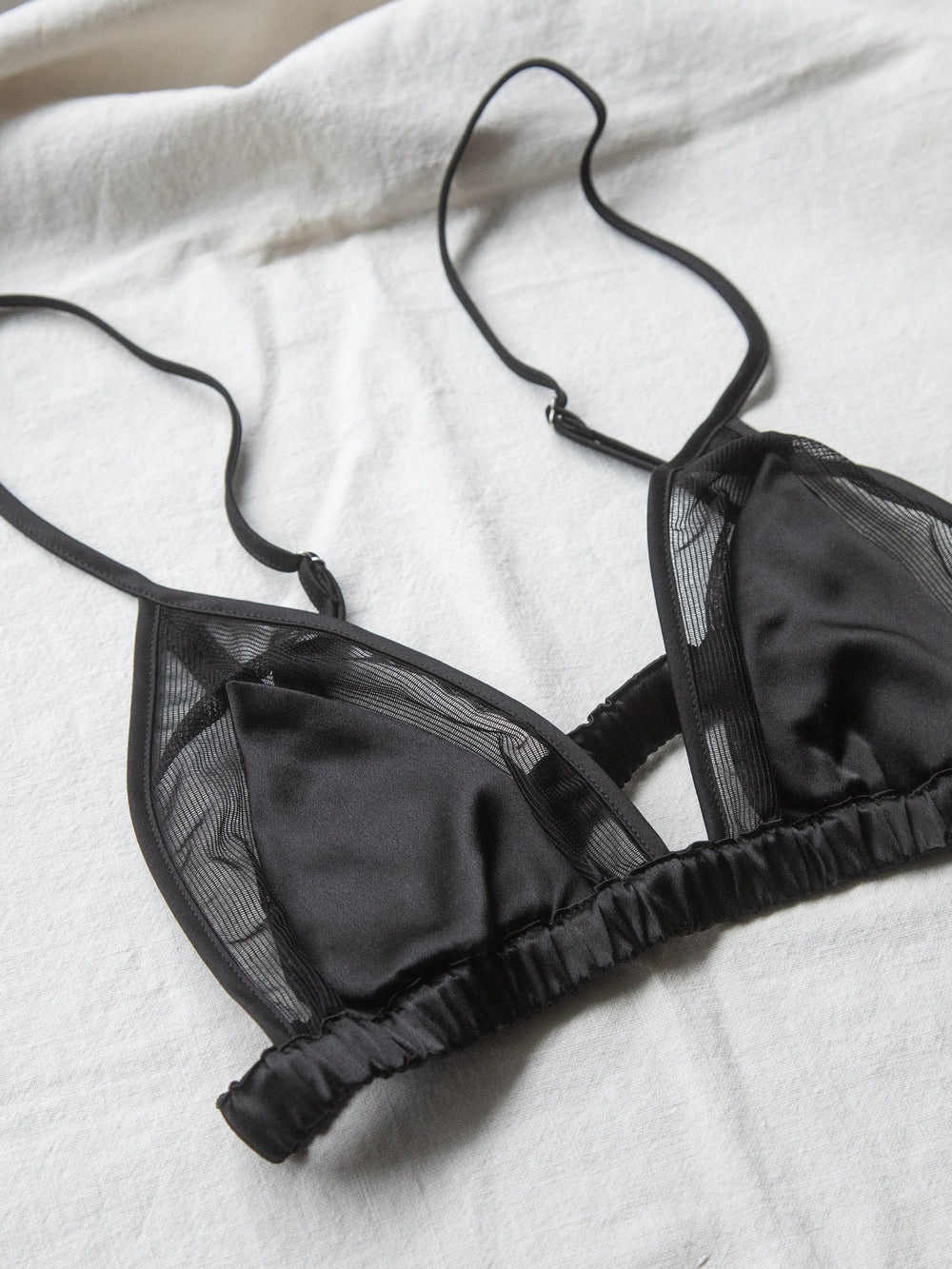Silk Mesh Bra - Black