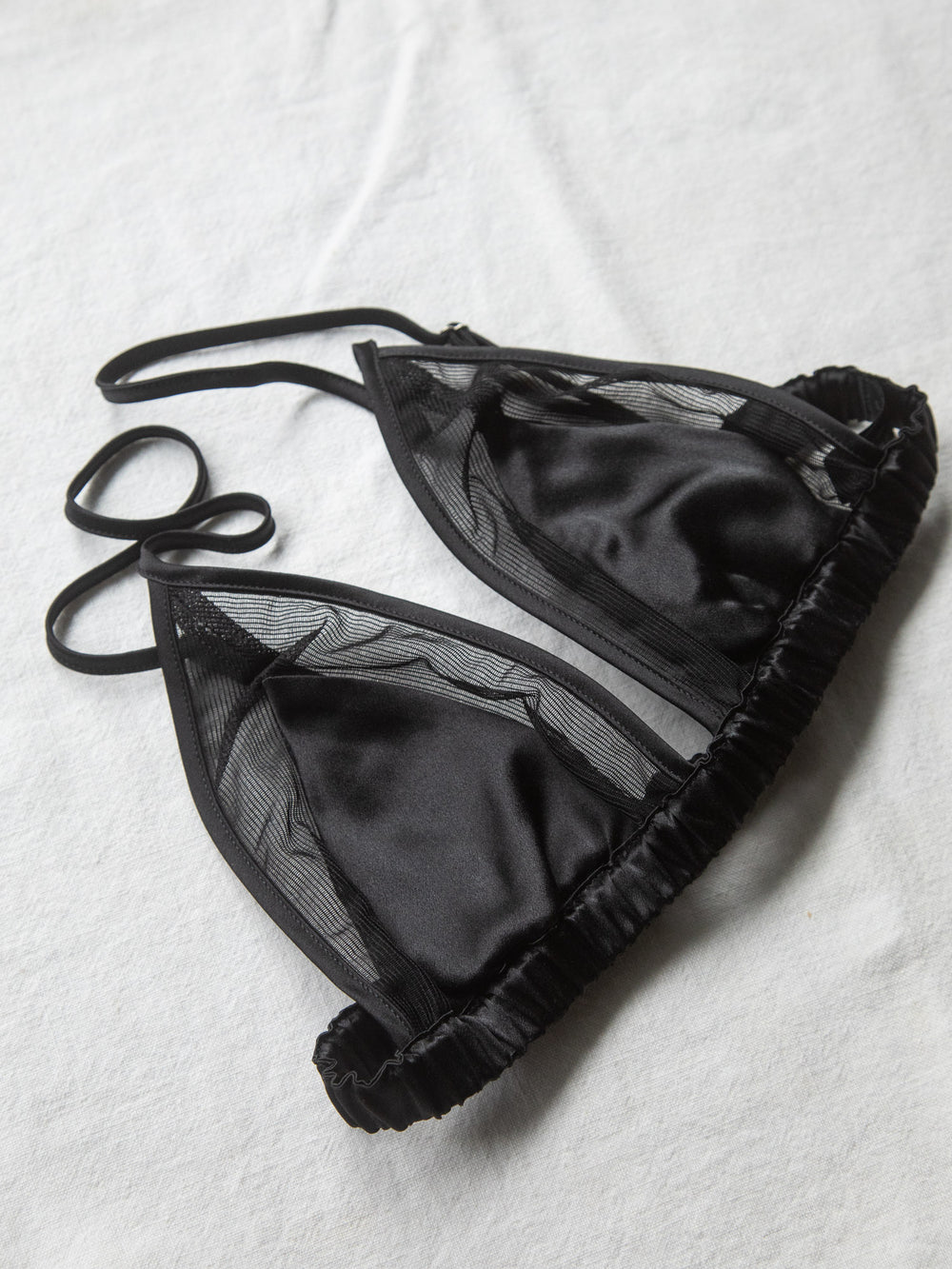 Silk Mesh Bra - Black
