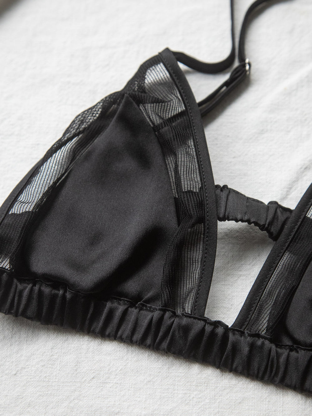 Silk Mesh Bra - Black