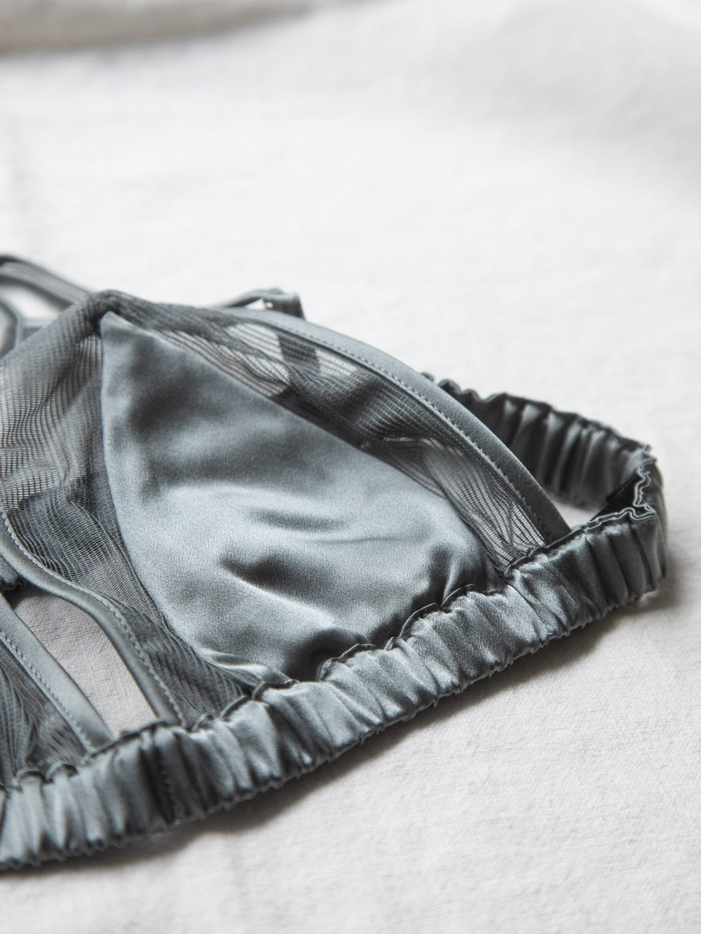 Silk Mesh Bra - Grey