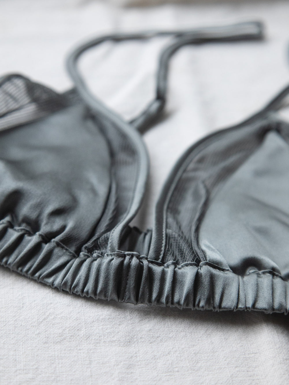 Silk Mesh Bra - Grey