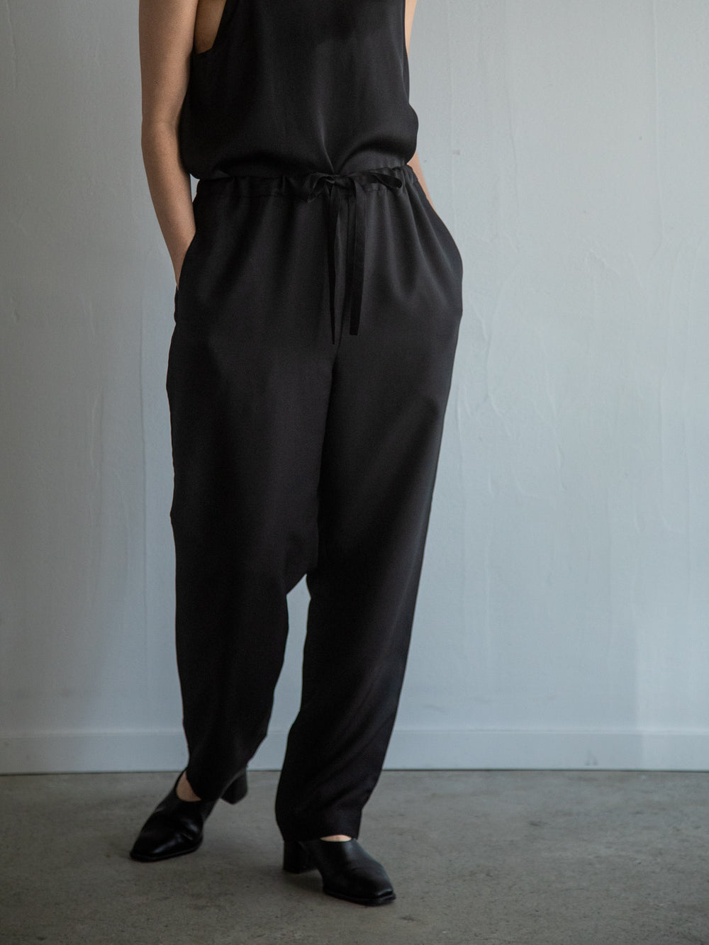 Unisex Silk Long Pants - Black