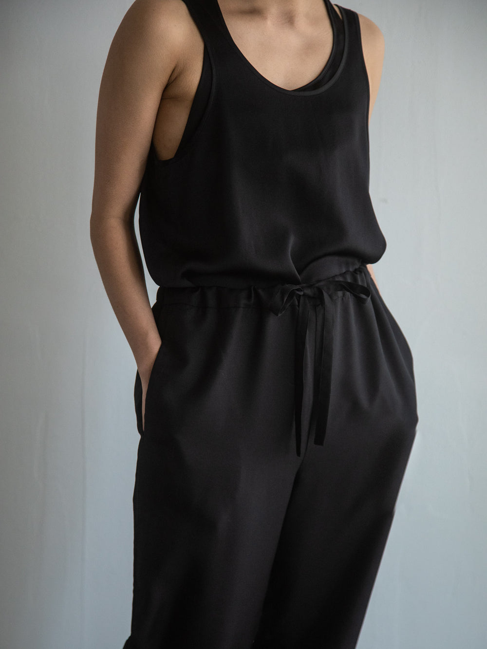 Unisex Silk Long Pants - Black