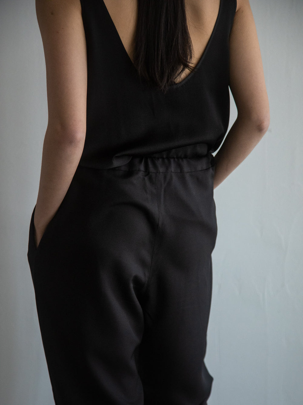 Unisex Silk Long Pants - Black