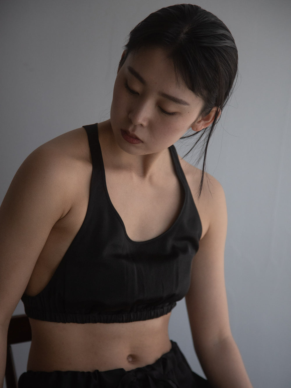 Silk T-back Bra - Black