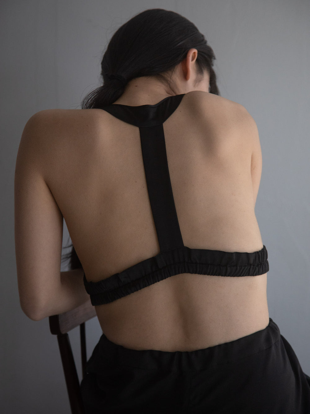 Silk T-back Bra - Grey