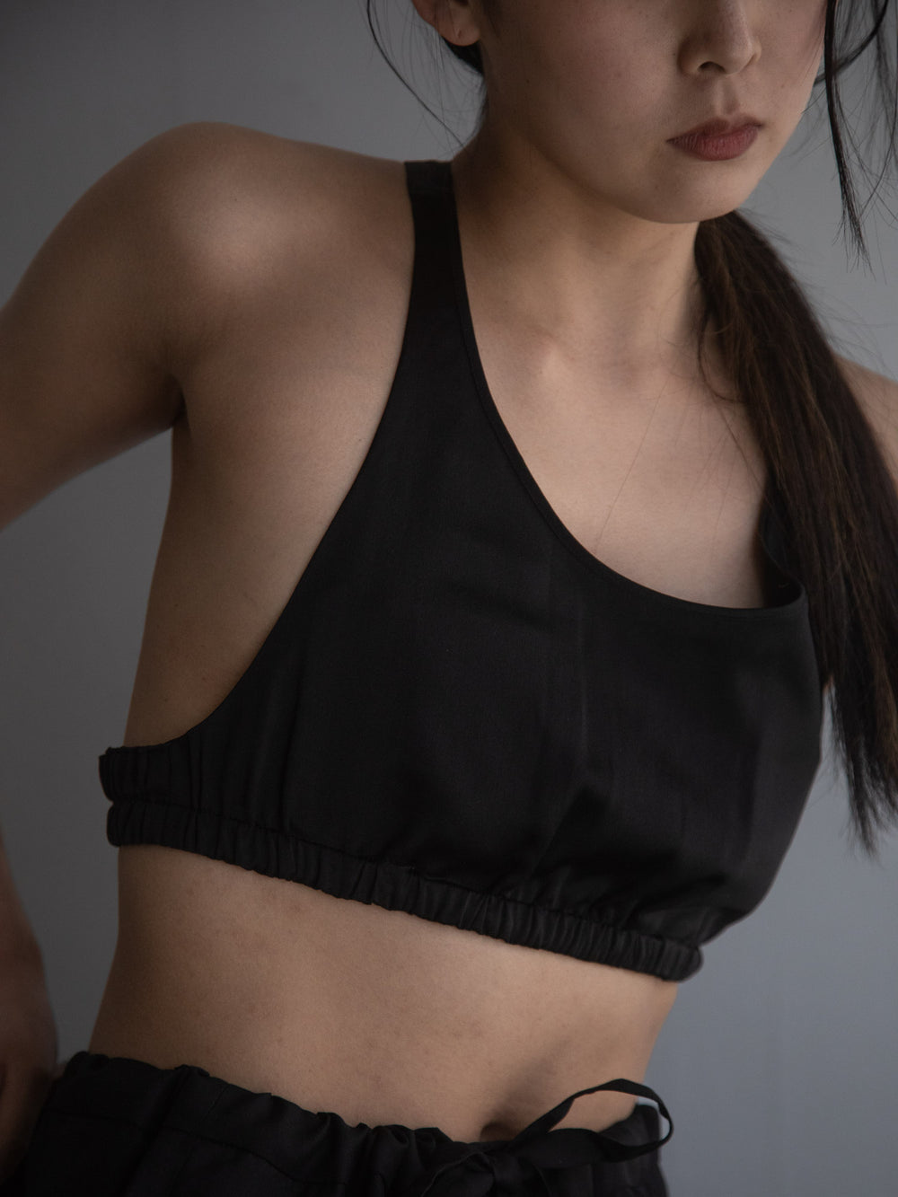 Silk T-back Bra - Grey