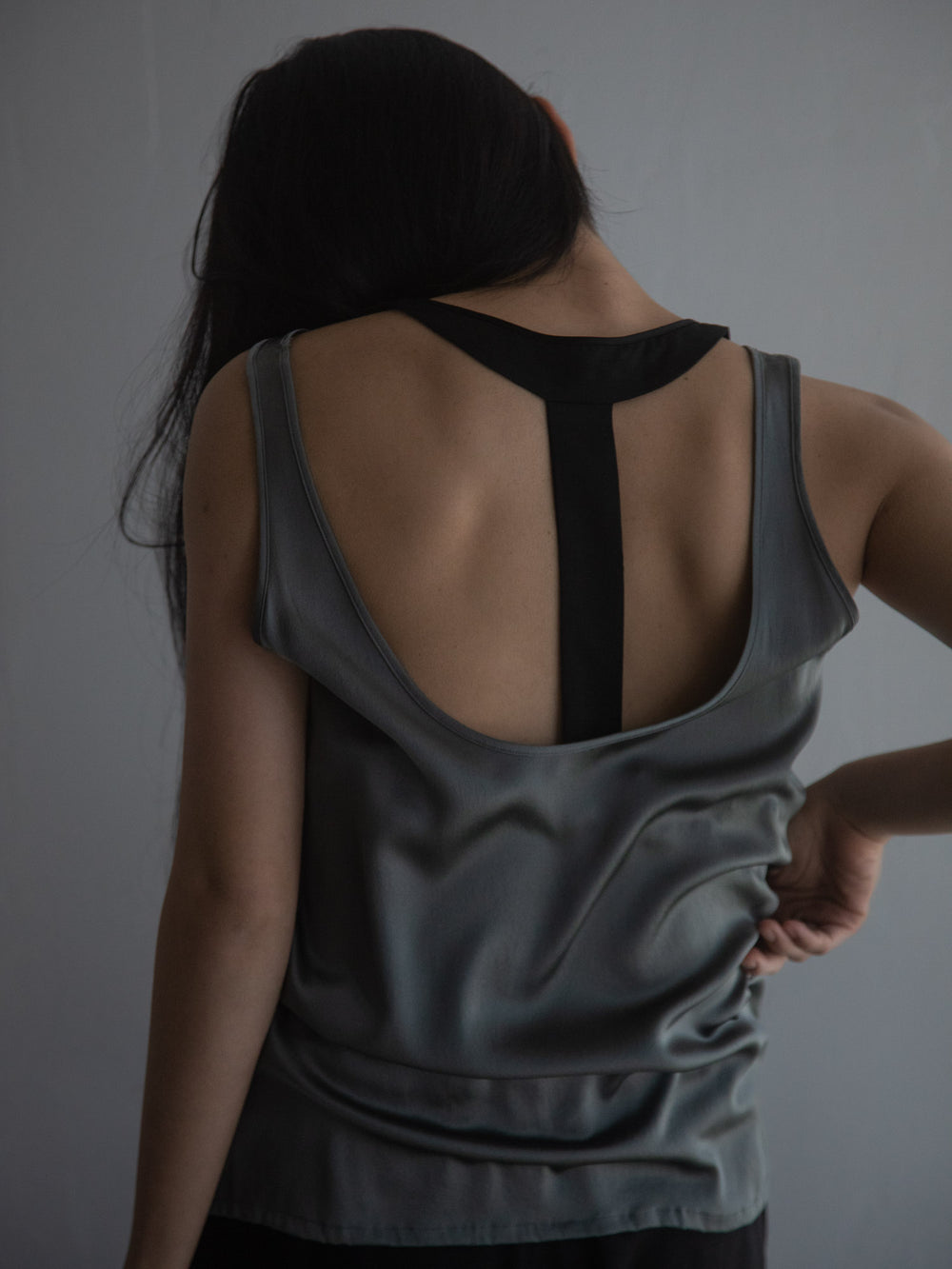 Silk T-back Bra - Black