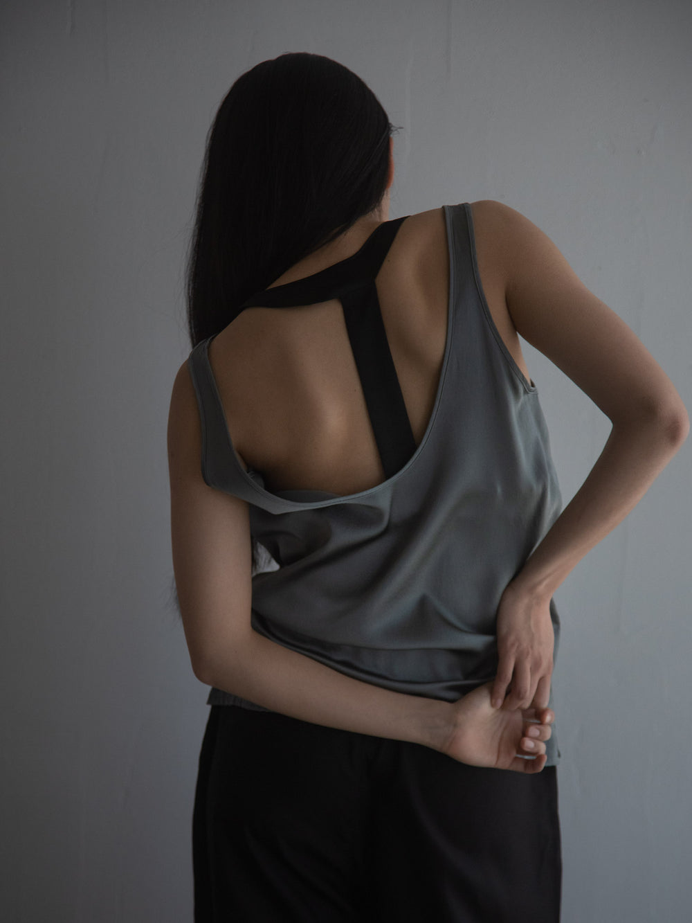 Silk T-back Bra - Grey