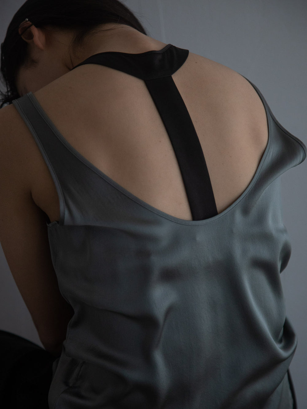 Silk T-back Bra - Grey