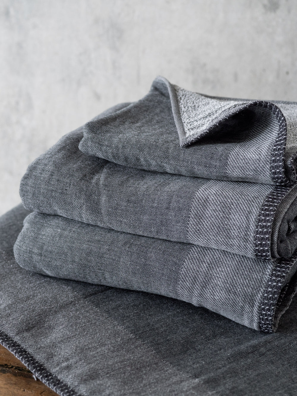 Zen Charcoal Gauze & Pile Towel – Dark Grey
