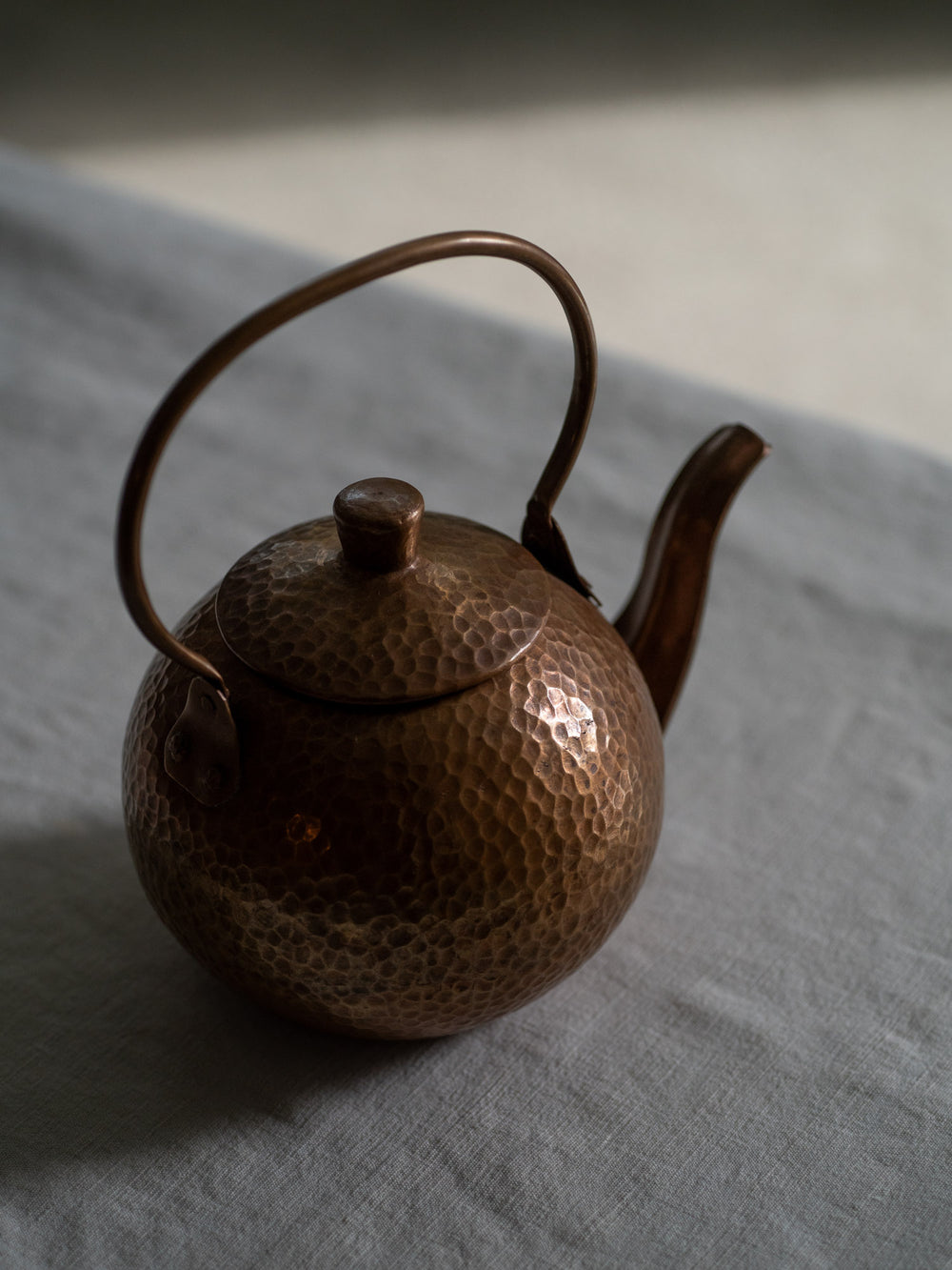 Hand Hammered Round Copper Kettle