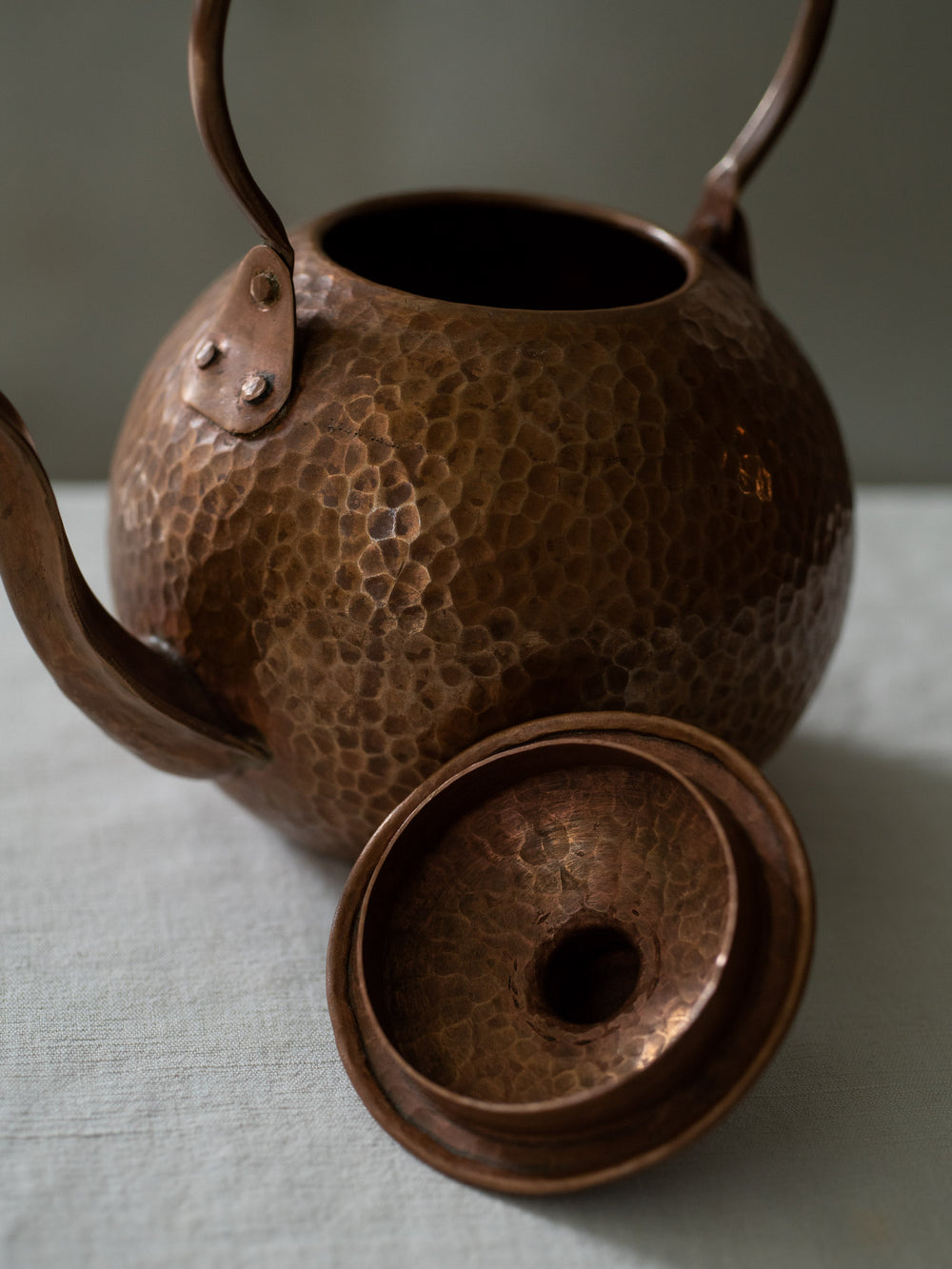 Hand Hammered Round Copper Kettle