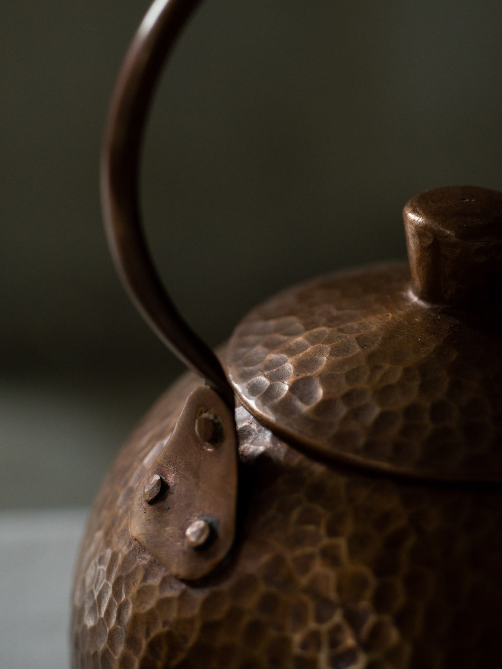Hand Hammered Round Copper Kettle