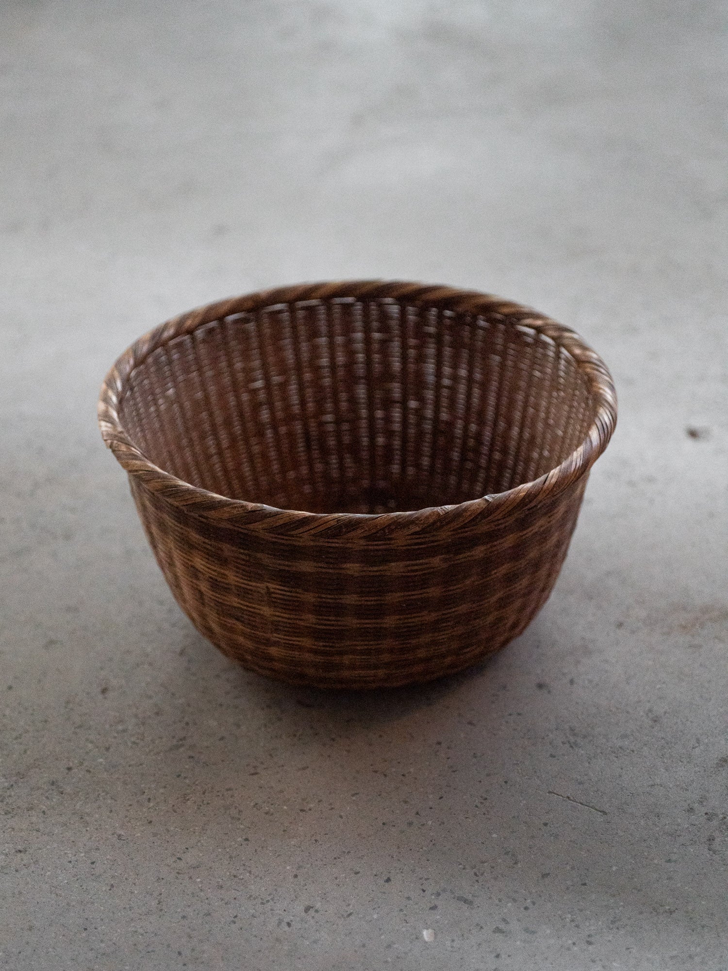 Antique Bamboo Basket – Dark Brown