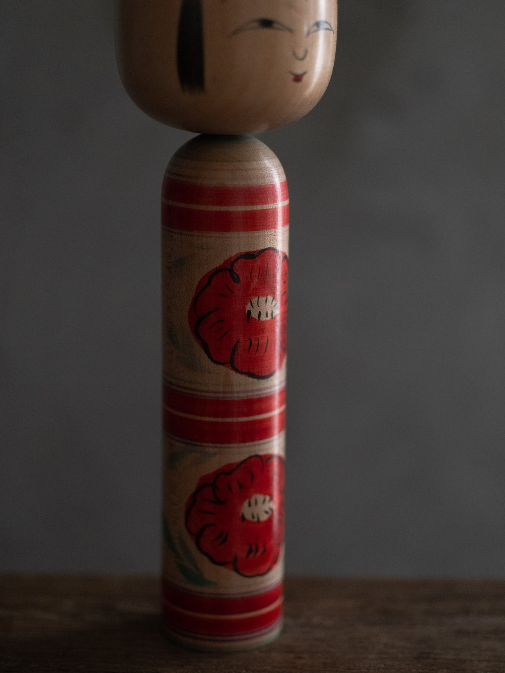 Vintage Kokeshi Doll - Red Camellia