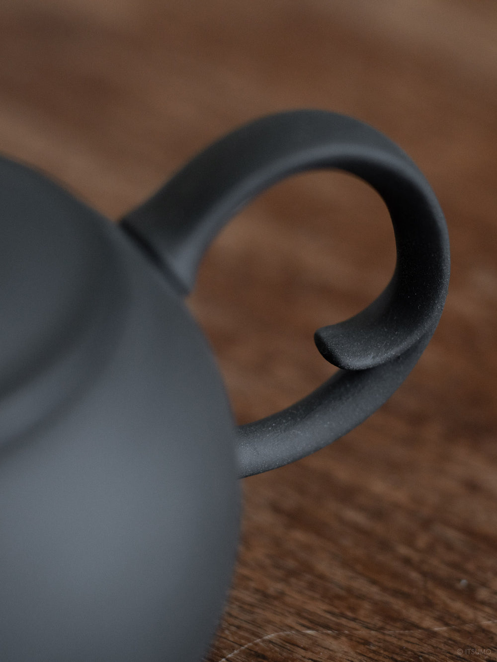 Azmaya ceramic round teapot handle in unglazed matte black