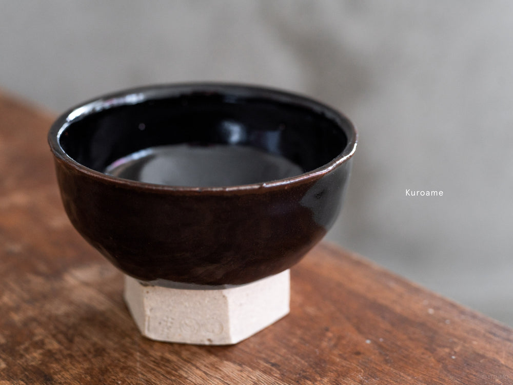 Small iga ware ceramic bowl using local clay in a Kuroame glaze, made in Japan