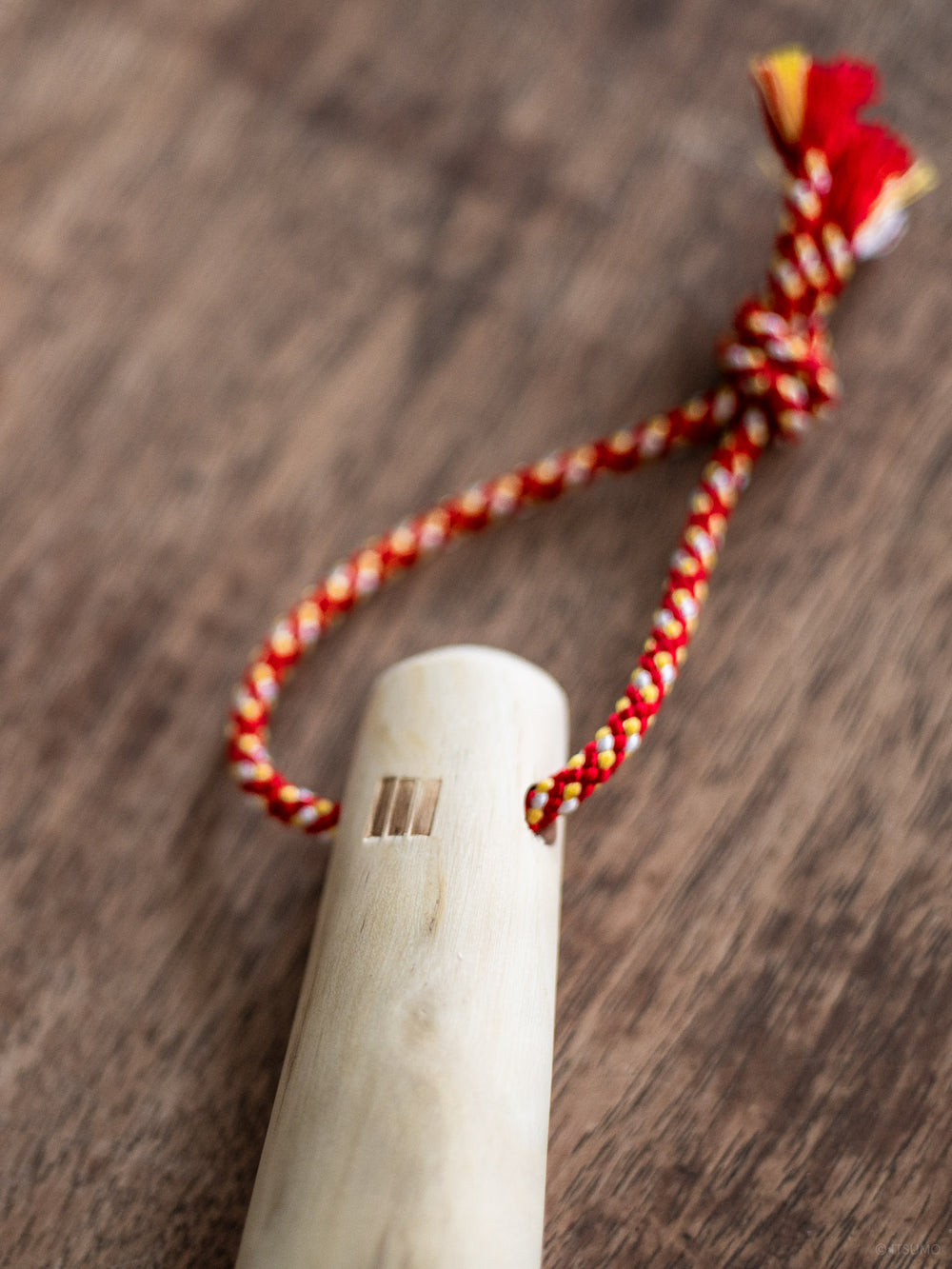 Azmaya sansho wood pestle smooth handle with red string for hanging