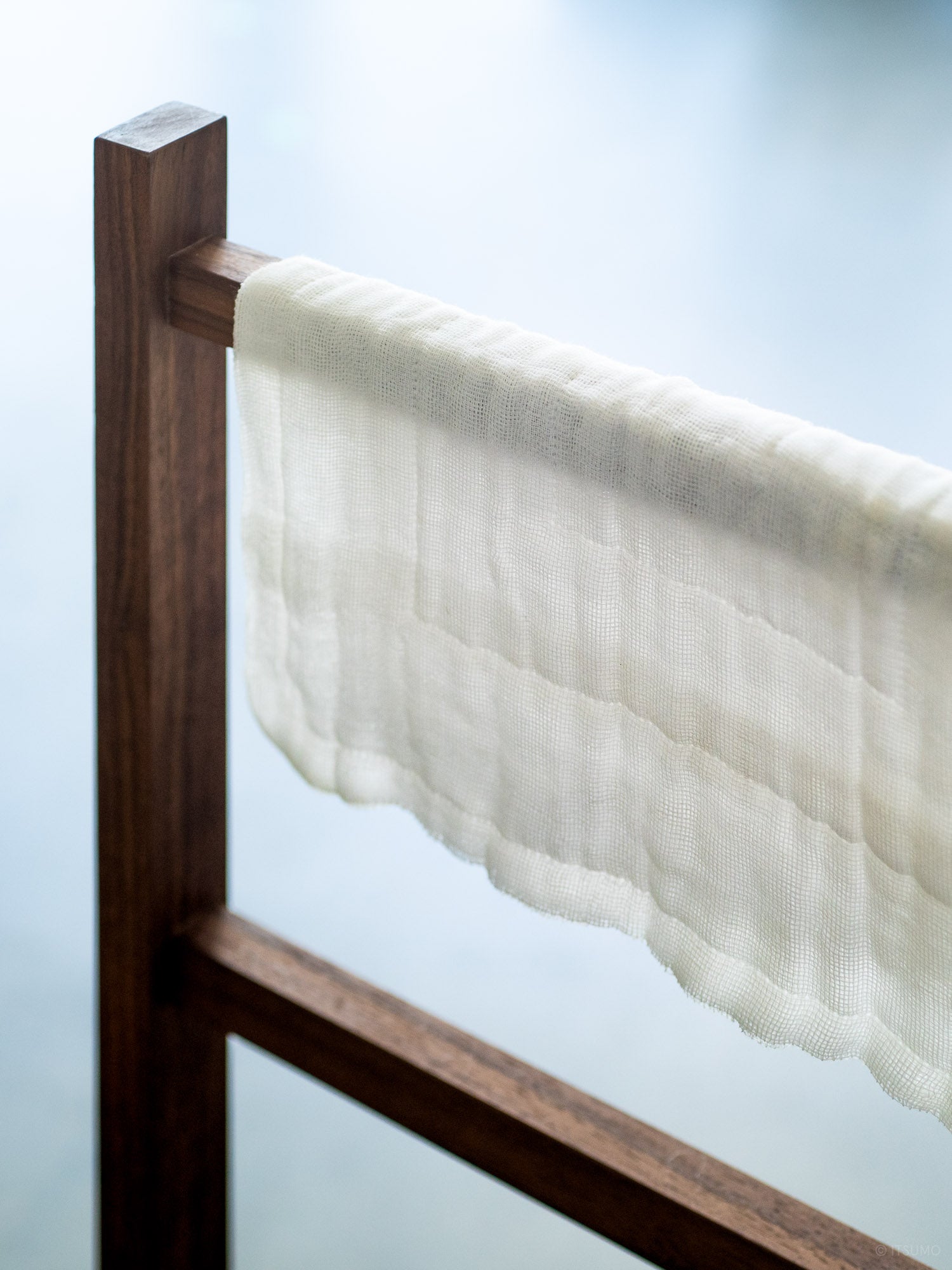 White Azmaya cleaning cloth made of japanese kaya mosquito nets hanging to dry