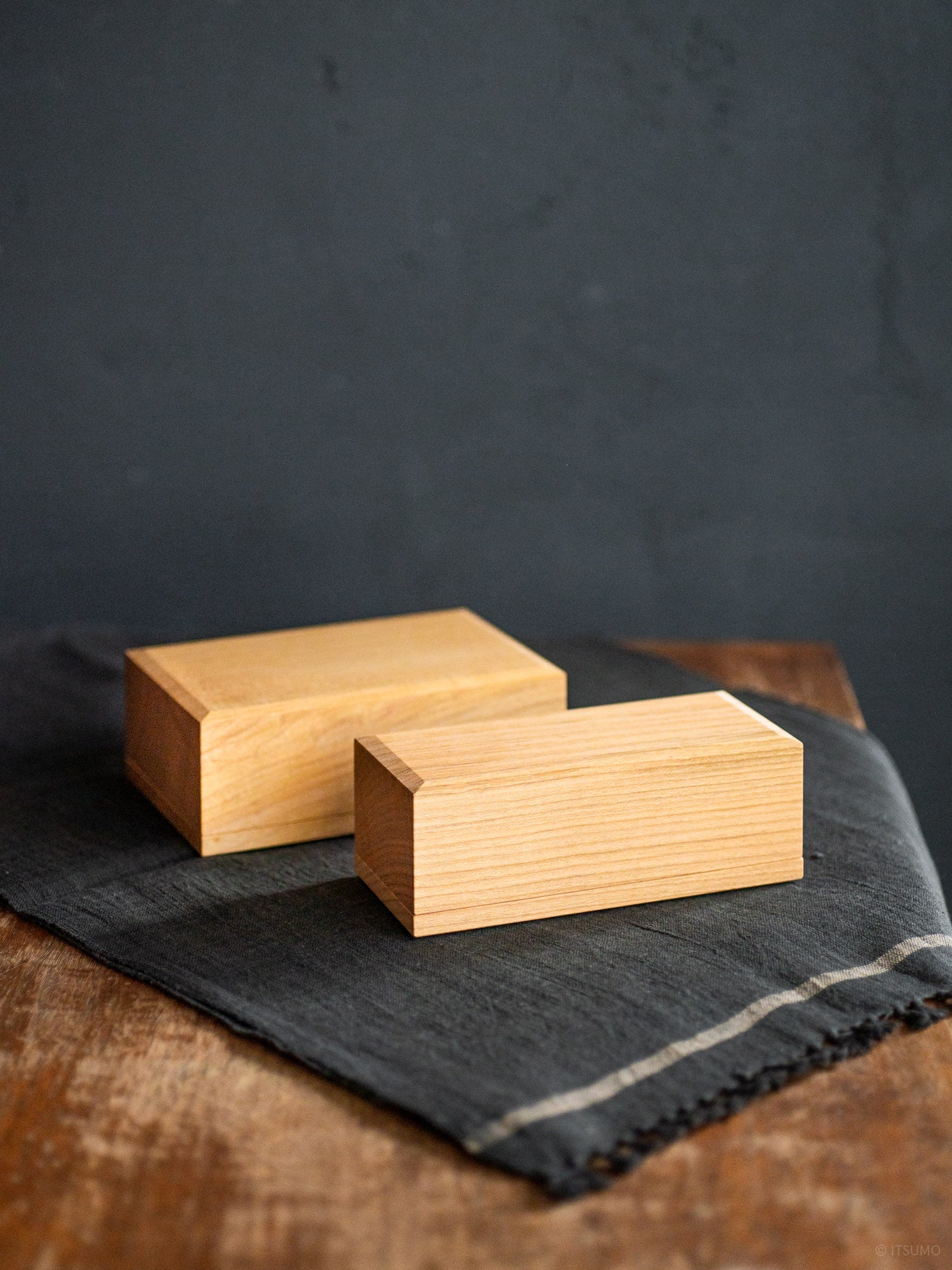 Azmaya cherry wood butter case in two sizes, half and full