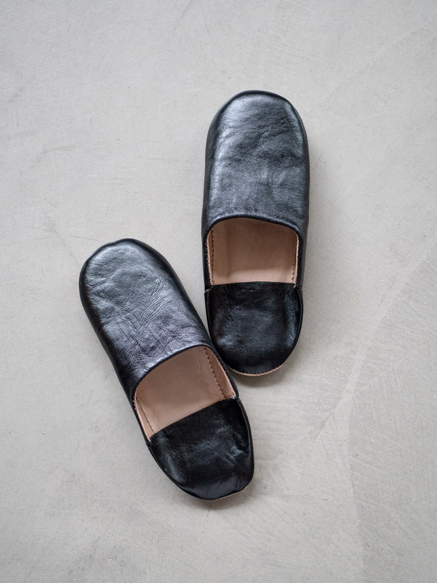 Babouche Leather Slippers – Black