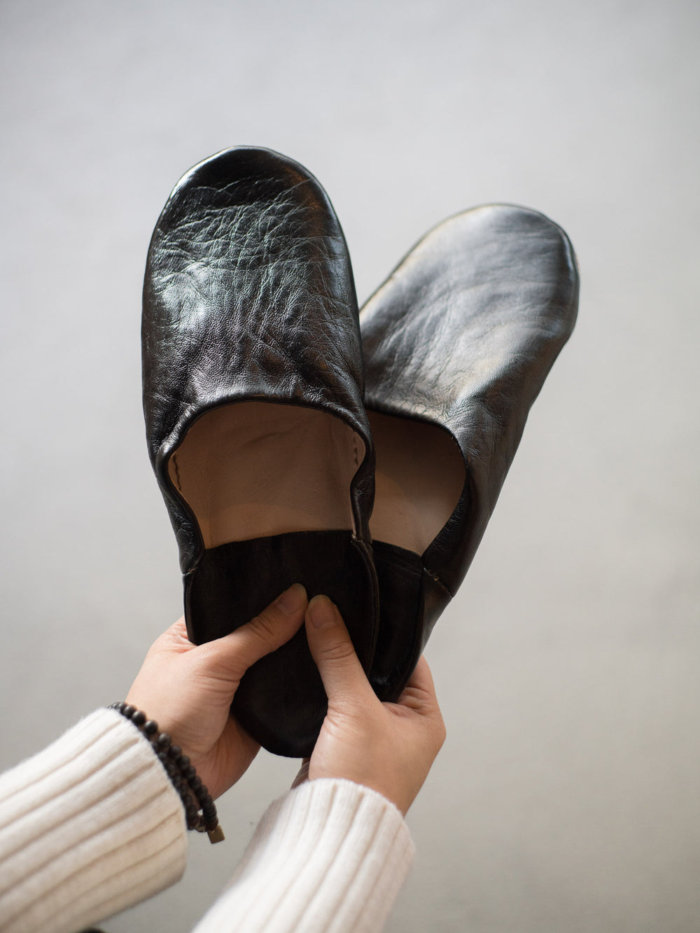 Babouche Leather Slippers – Black