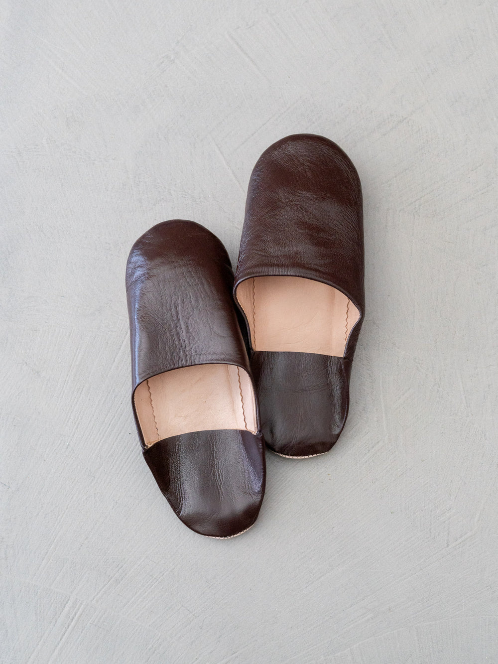 Babouche Leather Slippers – Brown