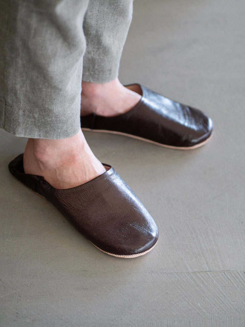 Babouche Leather Slippers – Brown