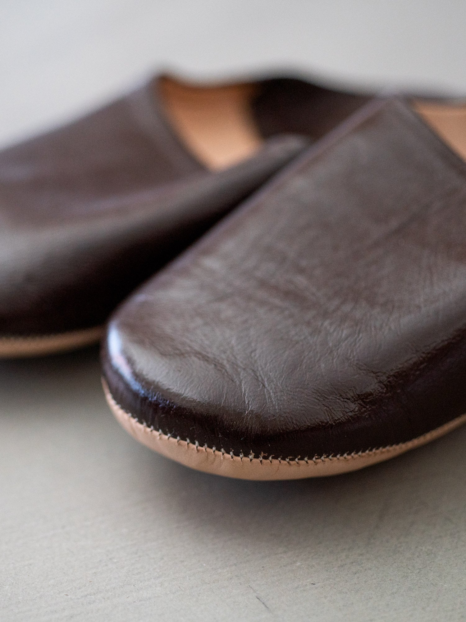 Babouche Leather Slippers Brown