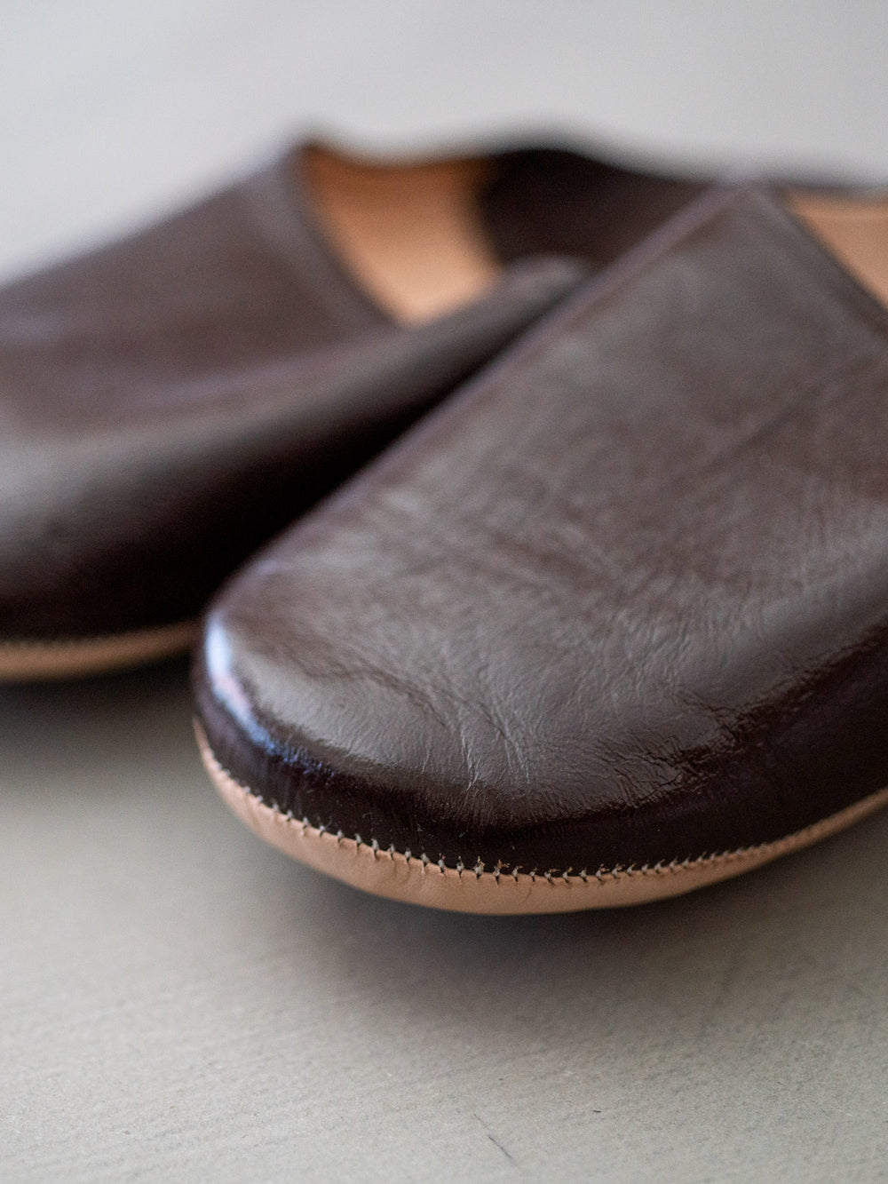 Babouche Leather Slippers – Brown