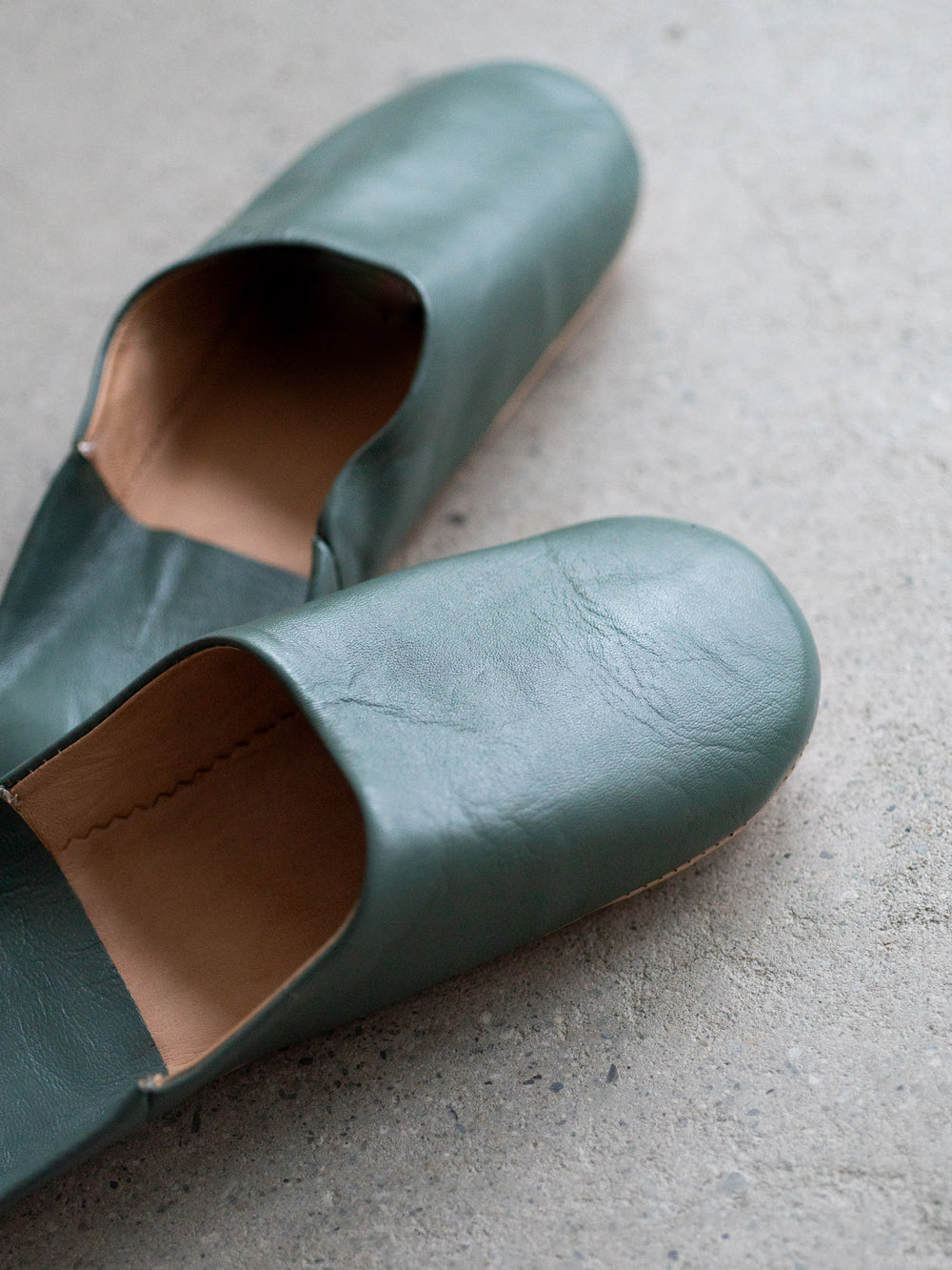 Babouche Leather Slippers – Green