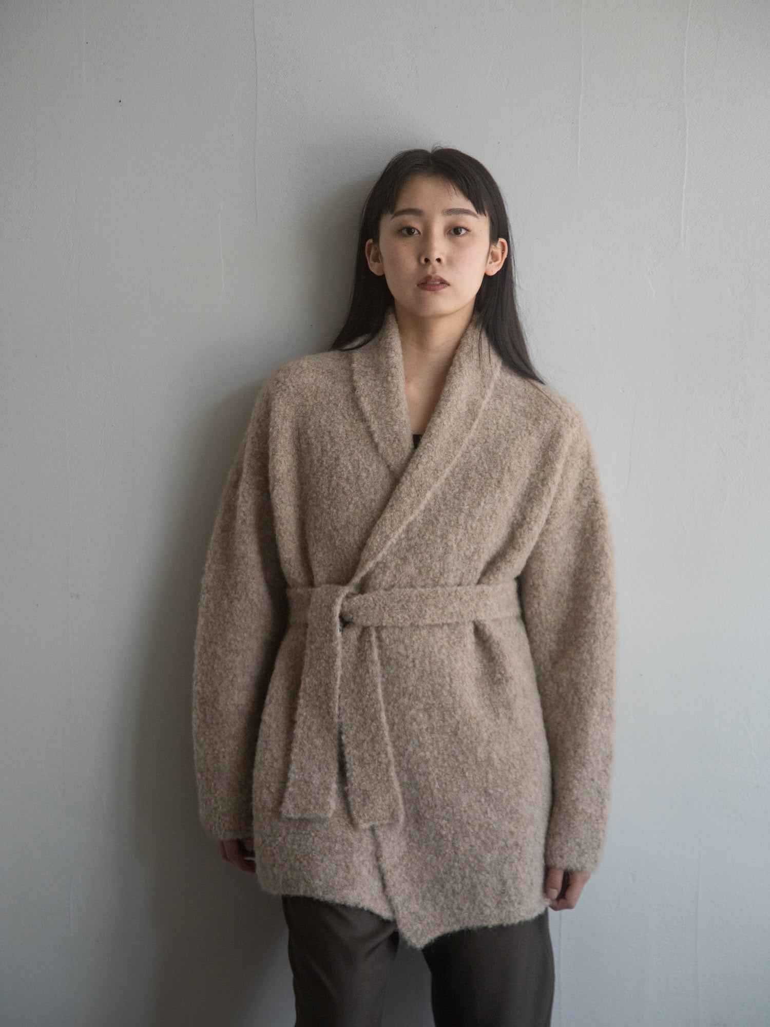 Alpaca Folk Collar Cardigan - Beige