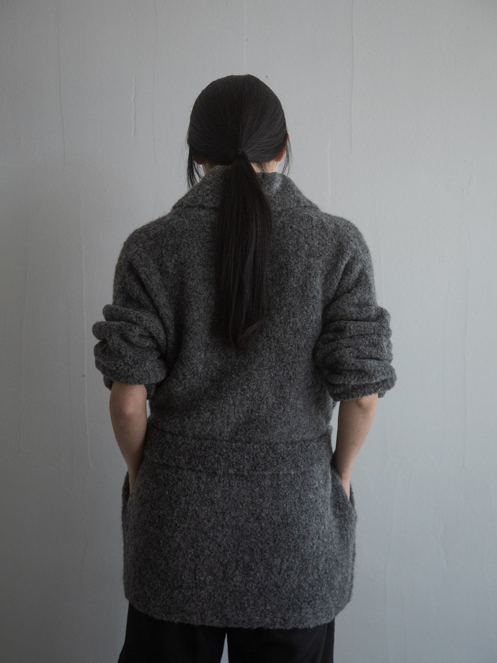 Alpaca Folk Collar Cardigan - Grey