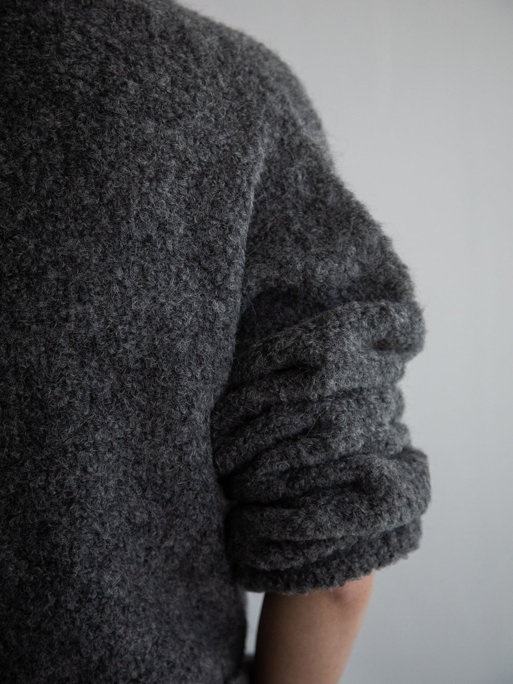 Alpaca Folk Collar Cardigan - Grey