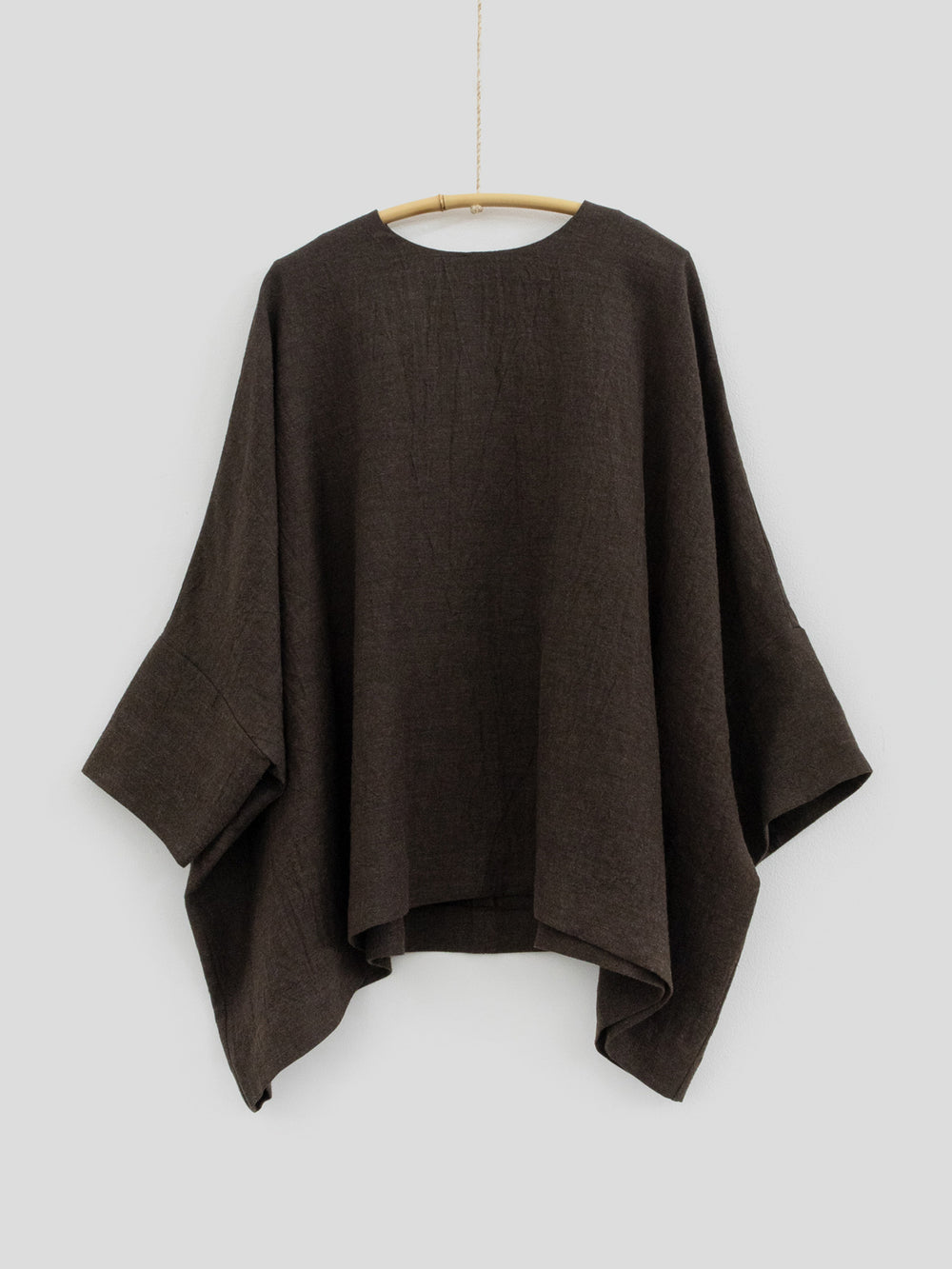 Classic Linen Wool Big Square Top - Brown