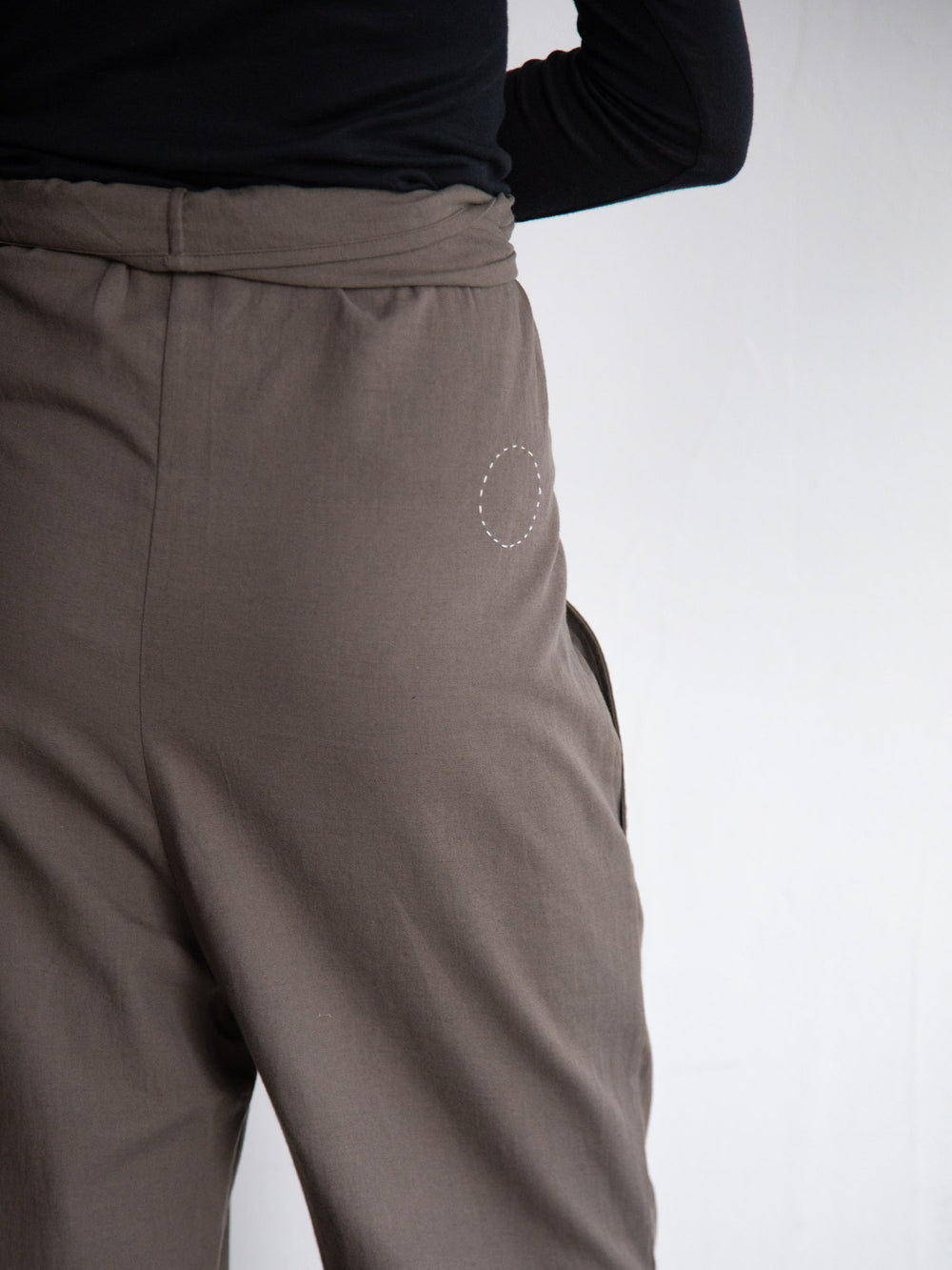 Cotton Cashmere Wrapped Pants - Brown