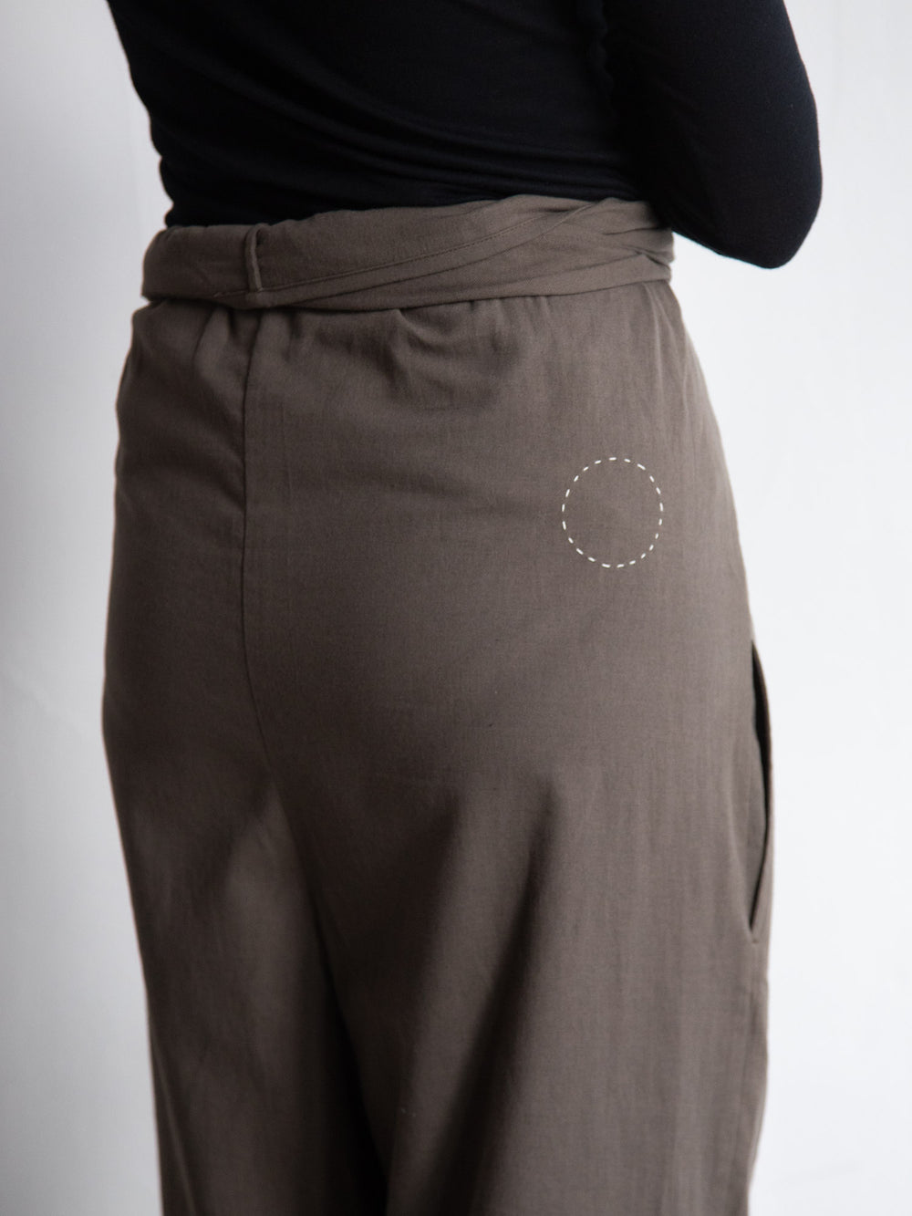 Cotton Cashmere Wrapped Pants - Brown