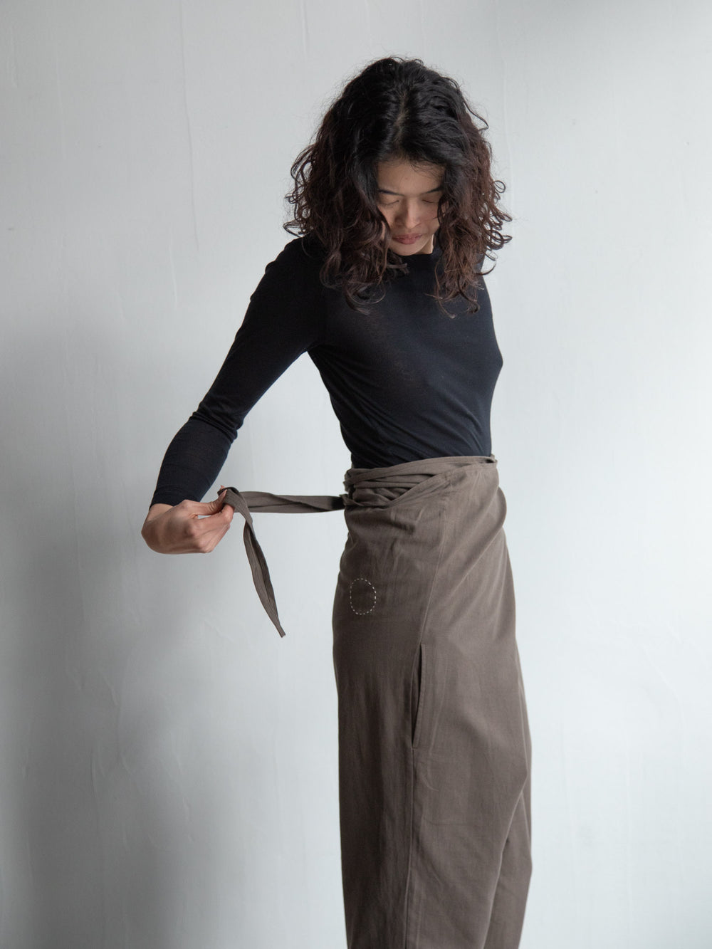 Cotton Cashmere Wrapped Pants - Brown
