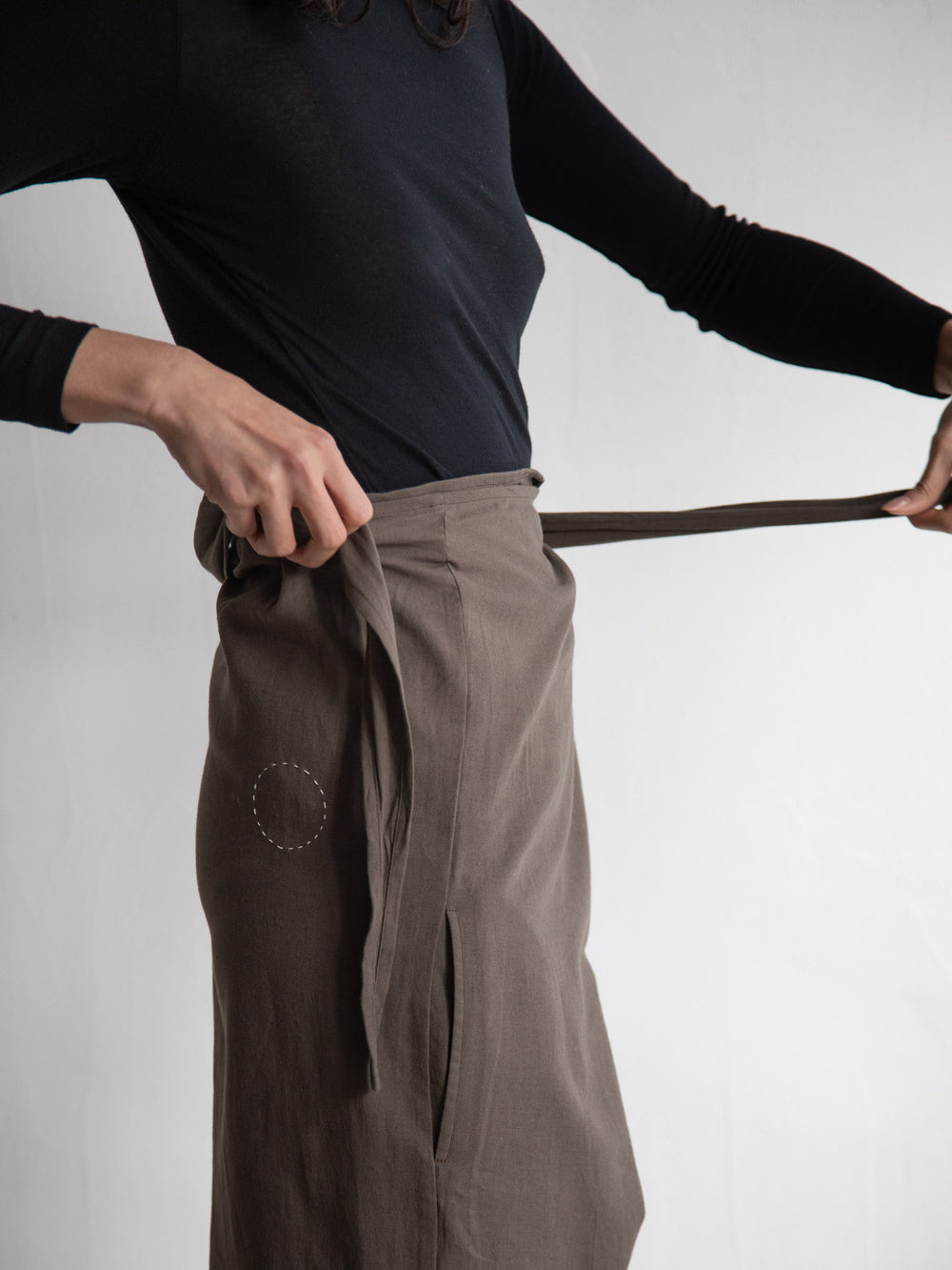 Cotton Cashmere Wrapped Pants - Brown