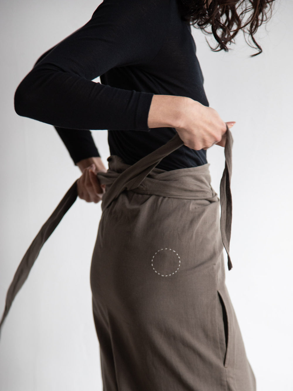 Cotton Cashmere Wrapped Pants - Brown