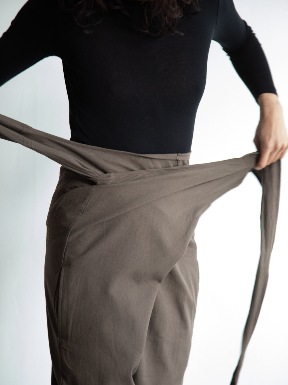 Cotton Cashmere Wrapped Pants - Brown